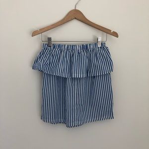 H&M Strapless Flounced Striped Top